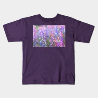 Field of Tall Purple Flowers Impressionist Painting Kids T-Shirt